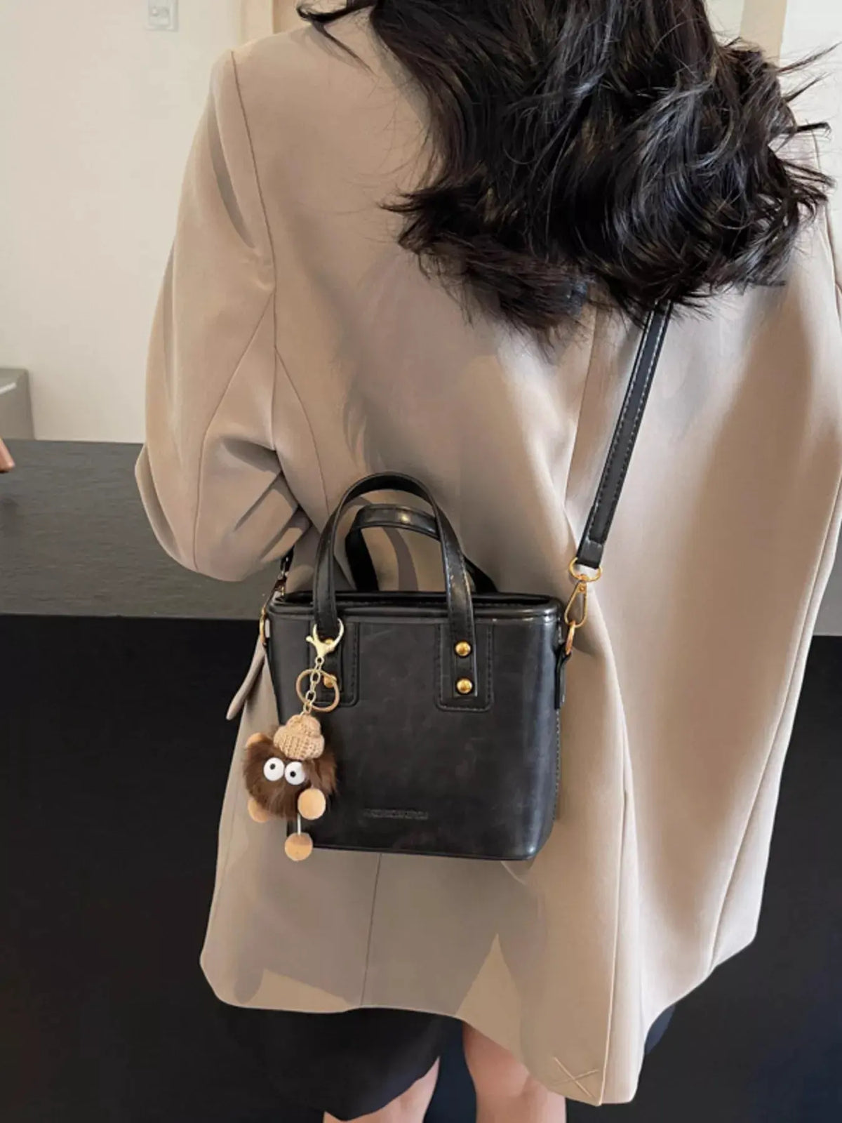 Leather Crossbody Bag with Charm by Partner Label