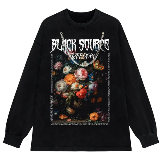 Gothic Rose Letter Print Vintage Washed Oversized T-Shirt by Vimost Shop