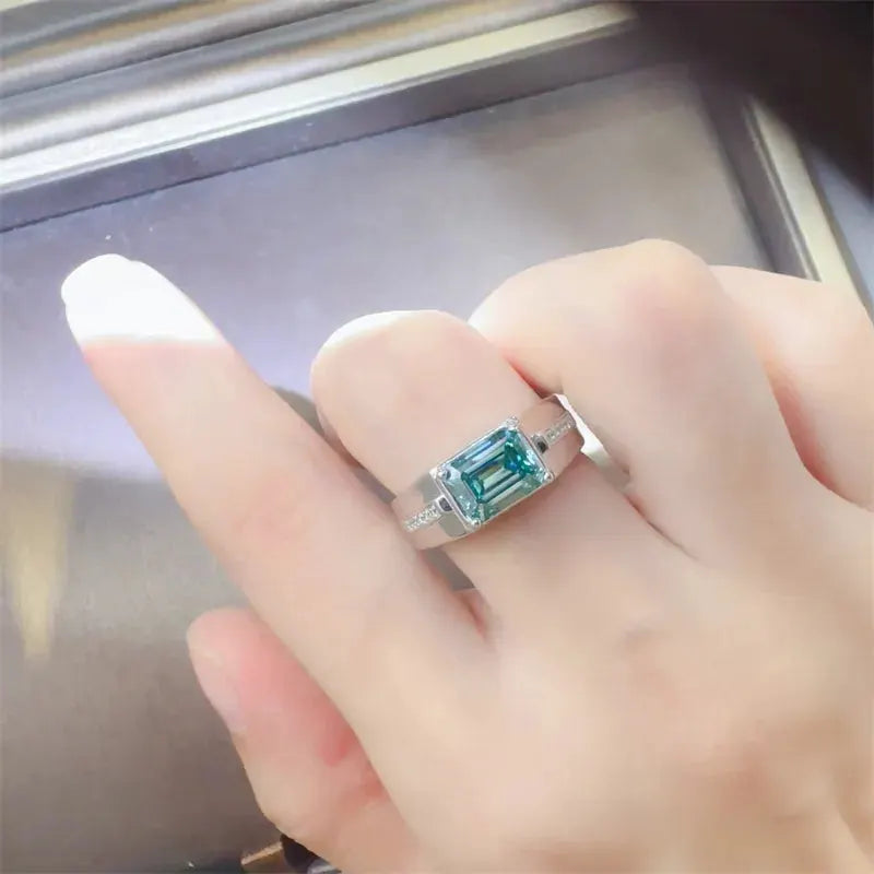 3 Carat 925 Sterling Silver Moissanite Rectangle Shape Ring by Partner Label