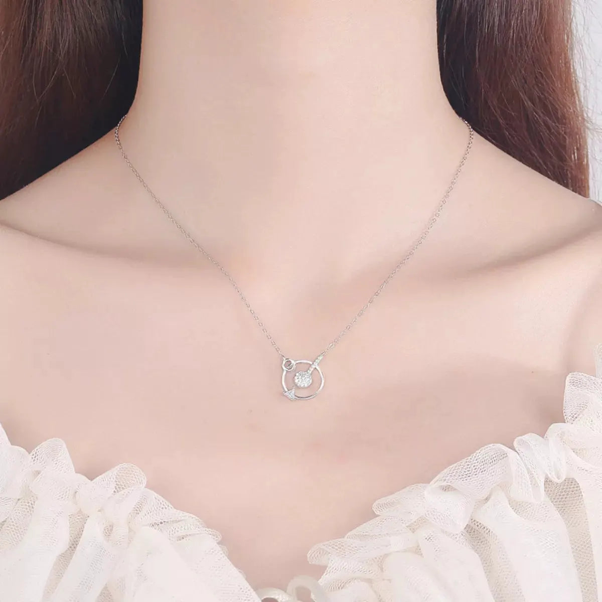925 Sterling Silver Zircon Geometric Pendant Necklace by Partner Labels