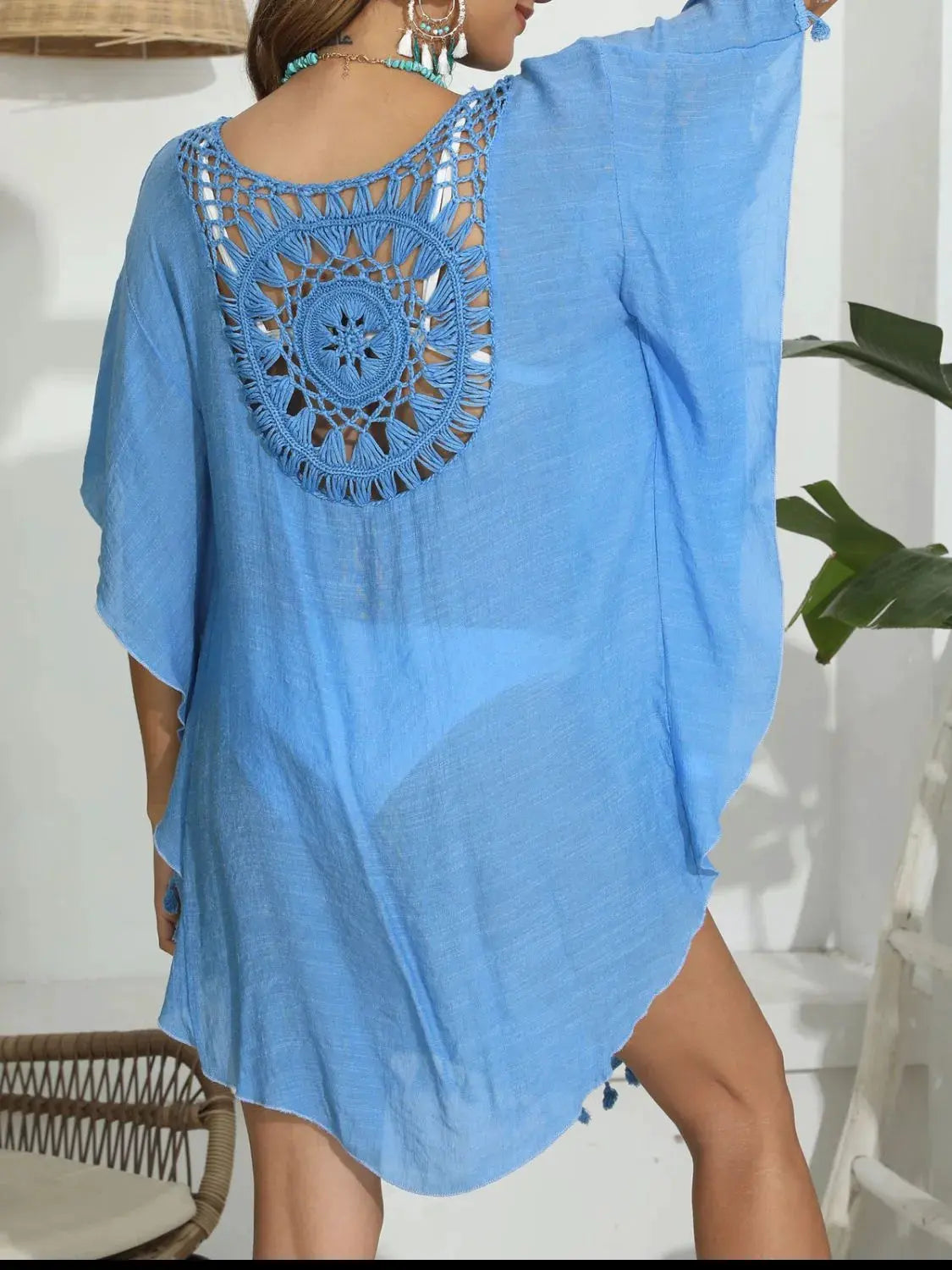 Tassel Crochet Round Neck Cover-Up by Partner Labels