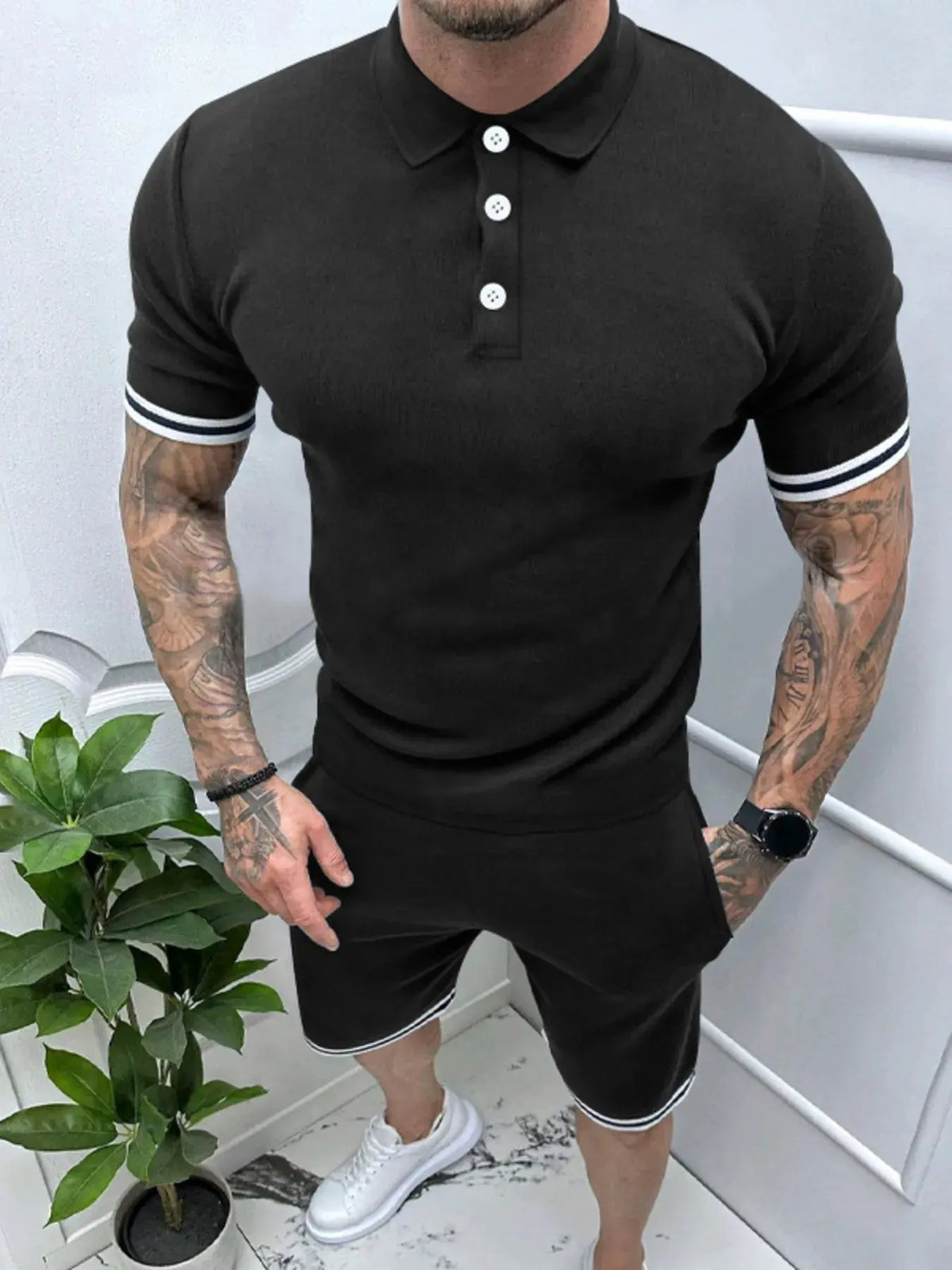 Men's Short Sleeve Polo and Shorts Set by Trendsi
