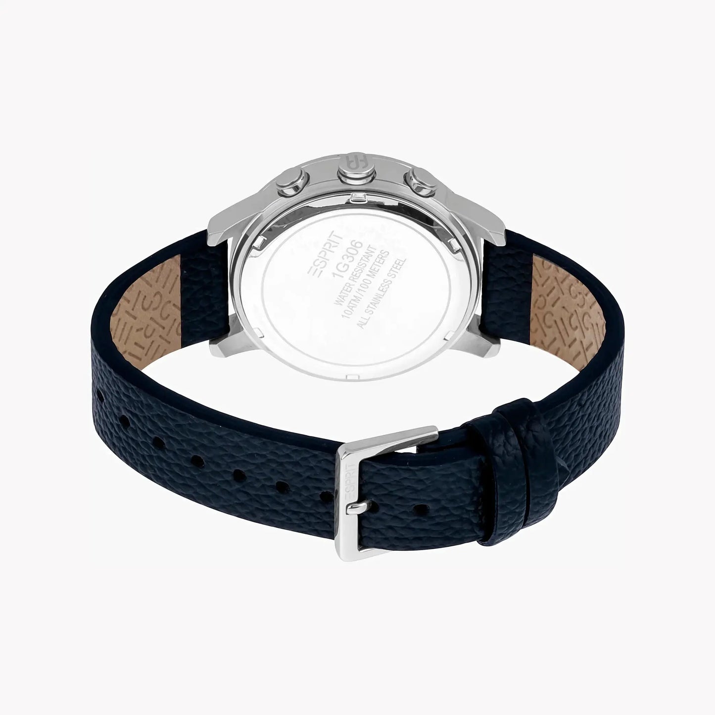 Esprit Men's Blue Leather Watch, Silver Dial | Es1g146m0025 by ESPRIT