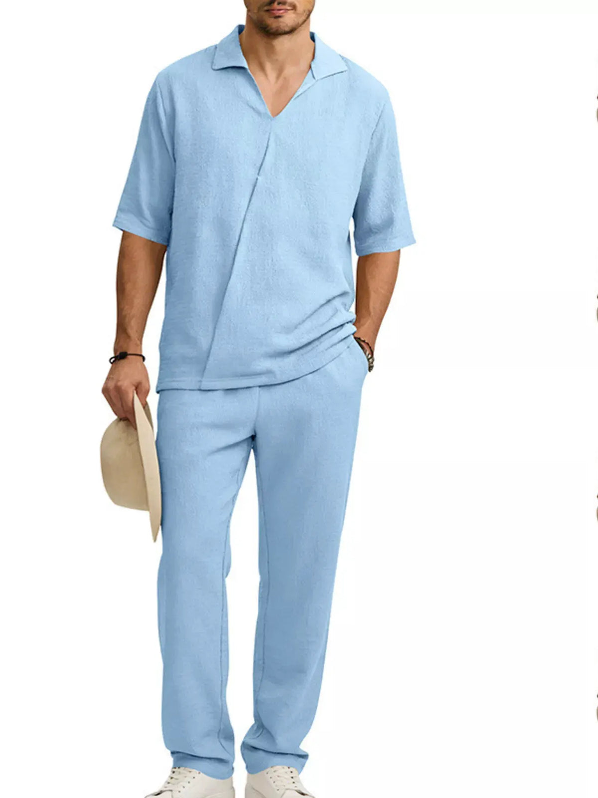 Men's Full Size Half Sleeve Top and Pants Set Plus Size by Trendsi