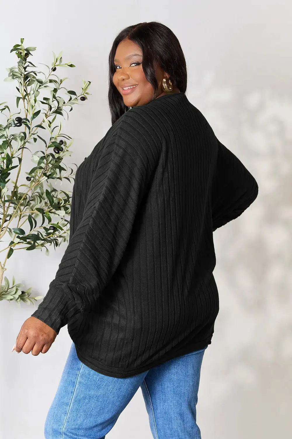 Basic Bae Full Size Ribbed Cocoon Cardigan by Basic Bae