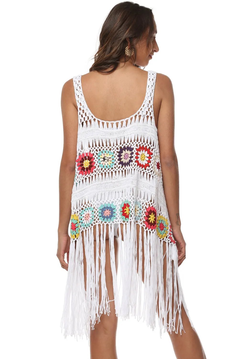 Openwork Fringe Detail Embroidery Sleeveless Cover-Up by Partner Labels