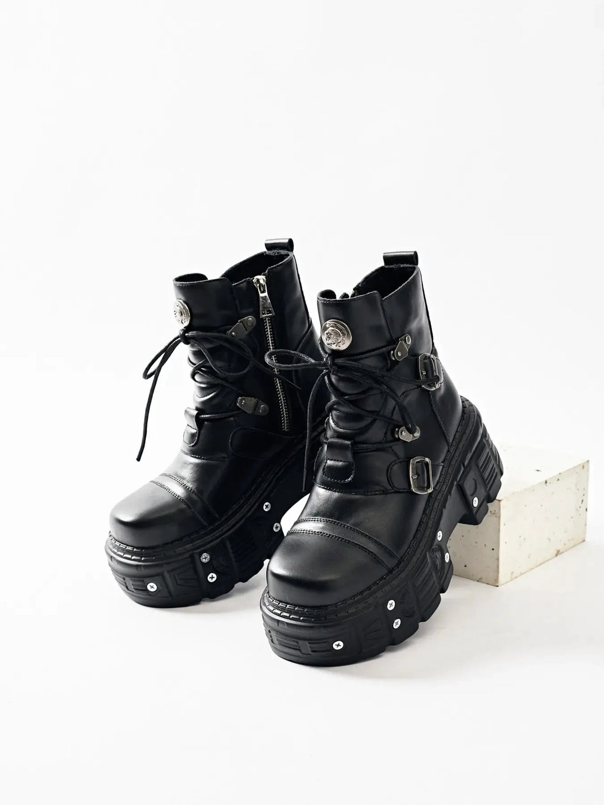 Lace Up Platform Boots by Partner Label