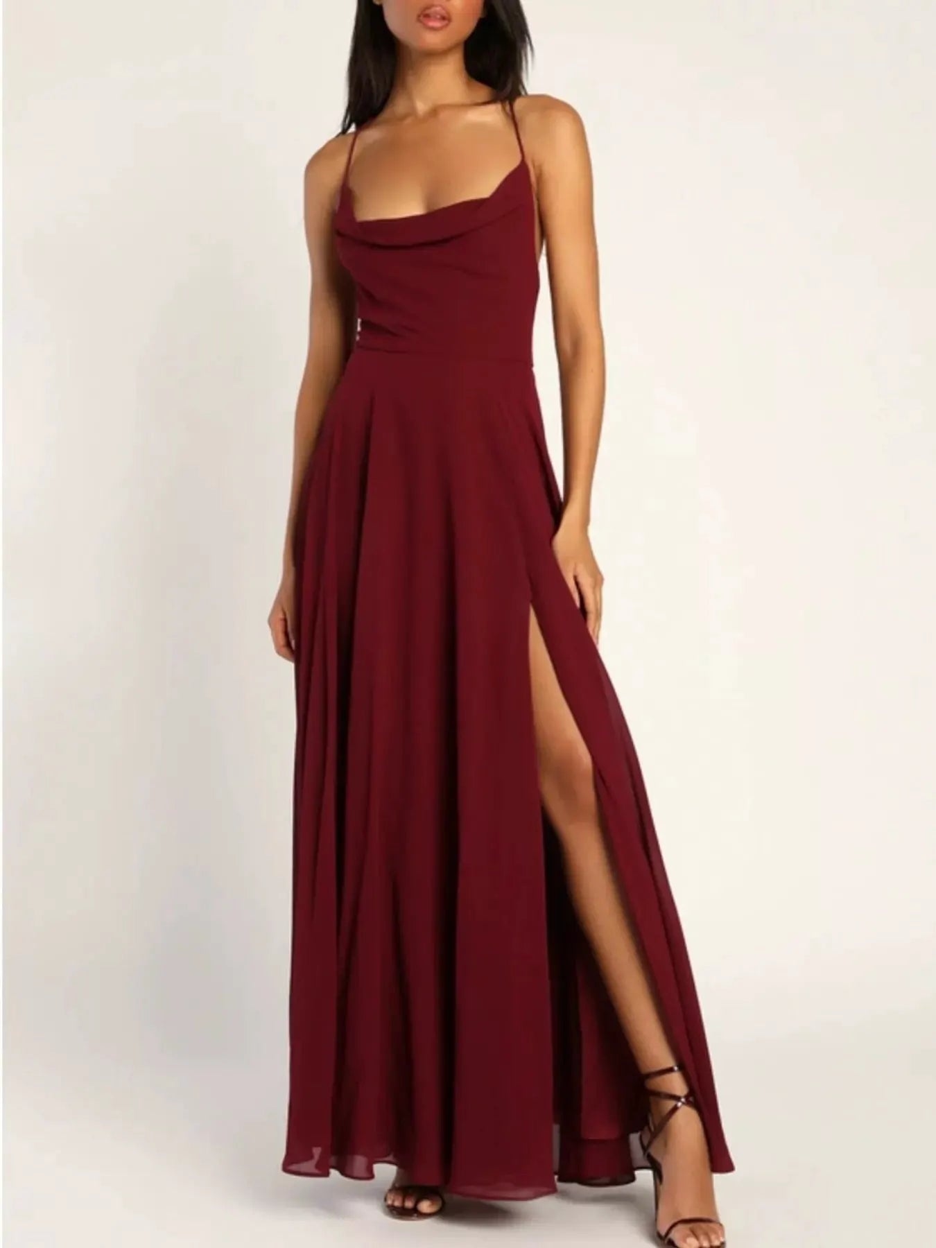 Slit Cowl Neck Maxi Dress by Partner Label