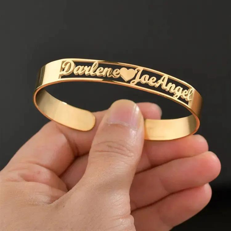 Customized Name Bracelet Personalized Custom Bangles Stainless Steel Jewelry by Maiden-Art