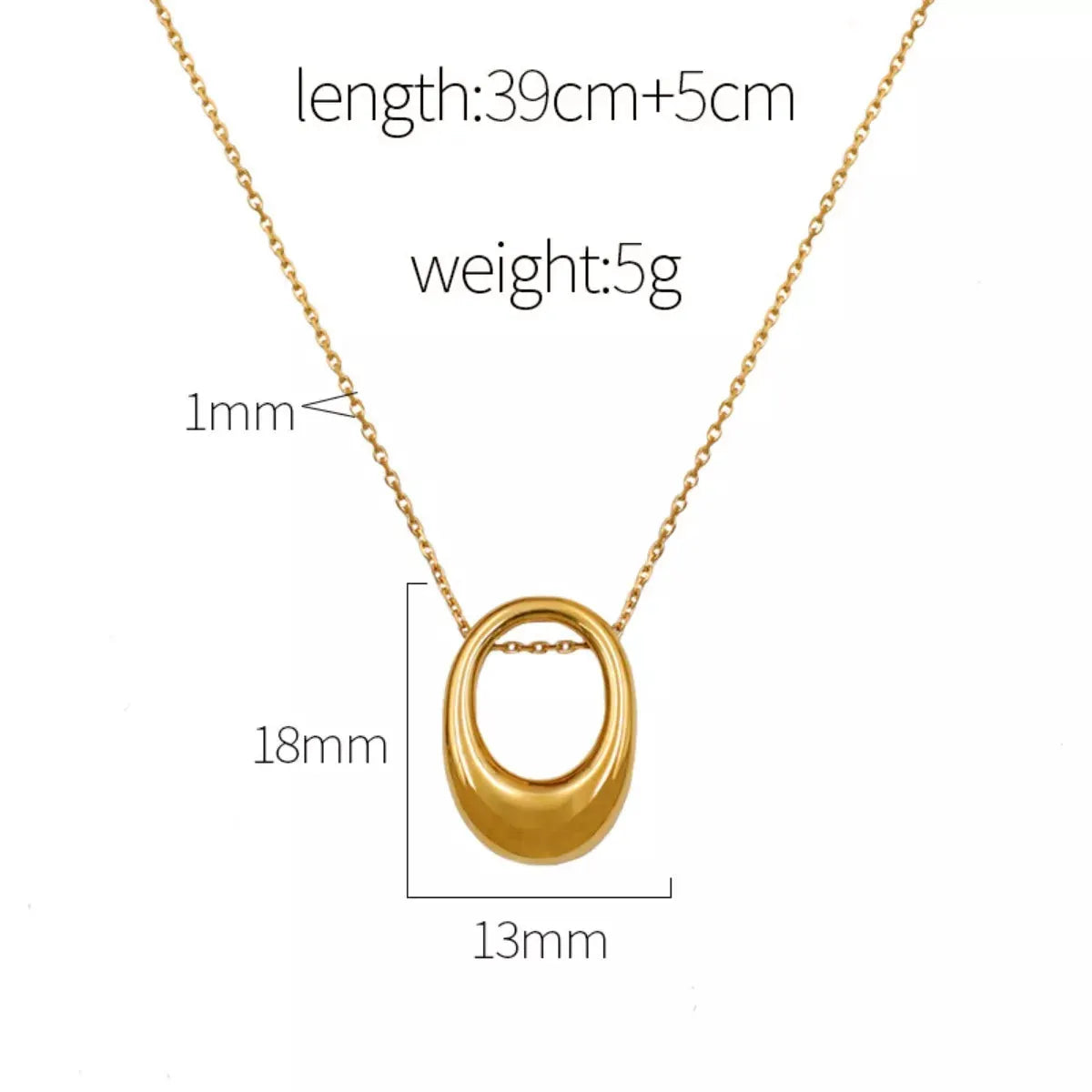 18K Gold-Plated Oval Pendant Necklace by Partner Labels