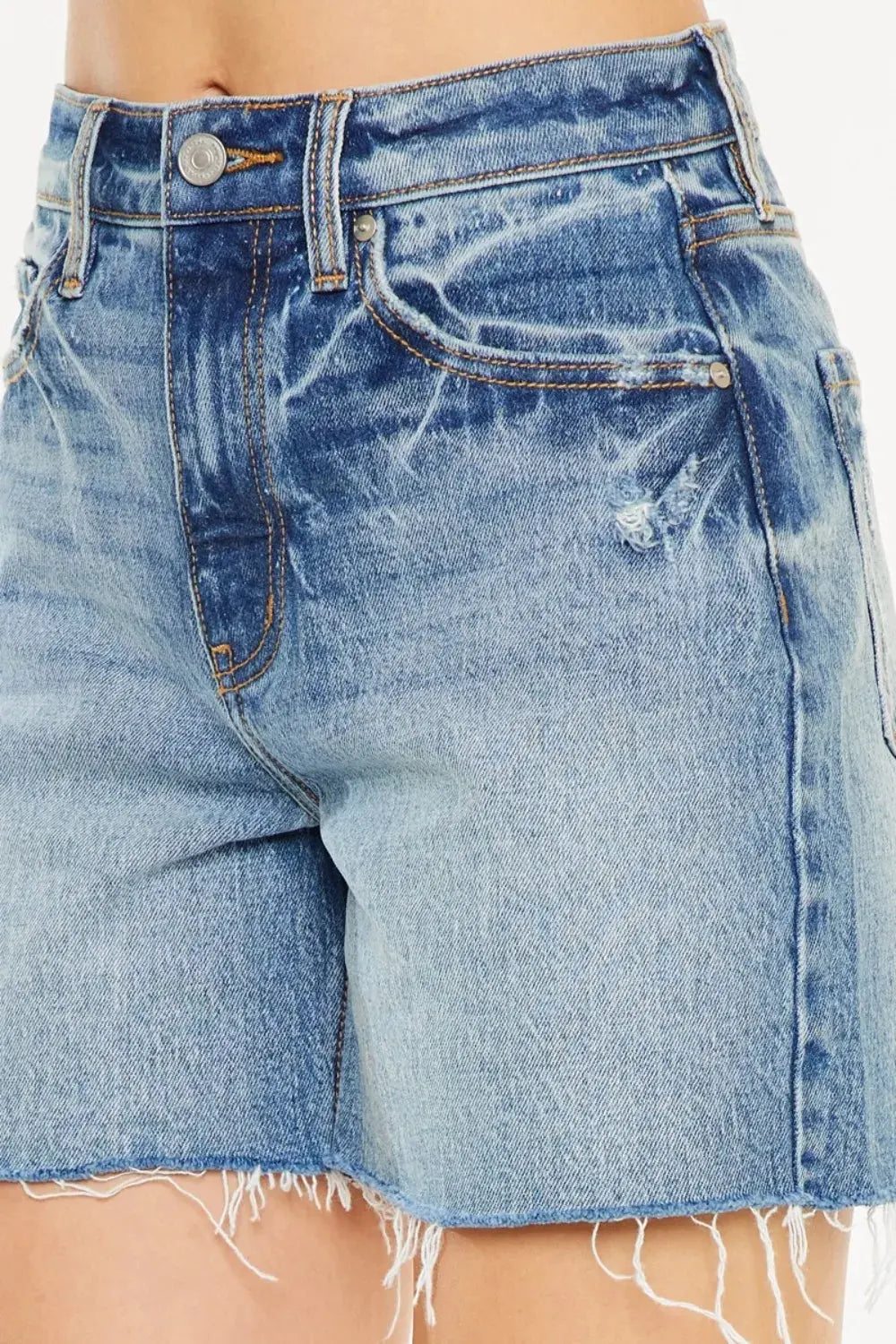 Kancan Full Size Raw Hem High Waist Denim Shorts by Kancan
