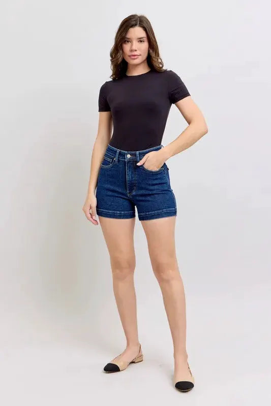 Judy Blue Full Size High Waist Tummy Control Denim Shorts Plus Size by Judy Blue