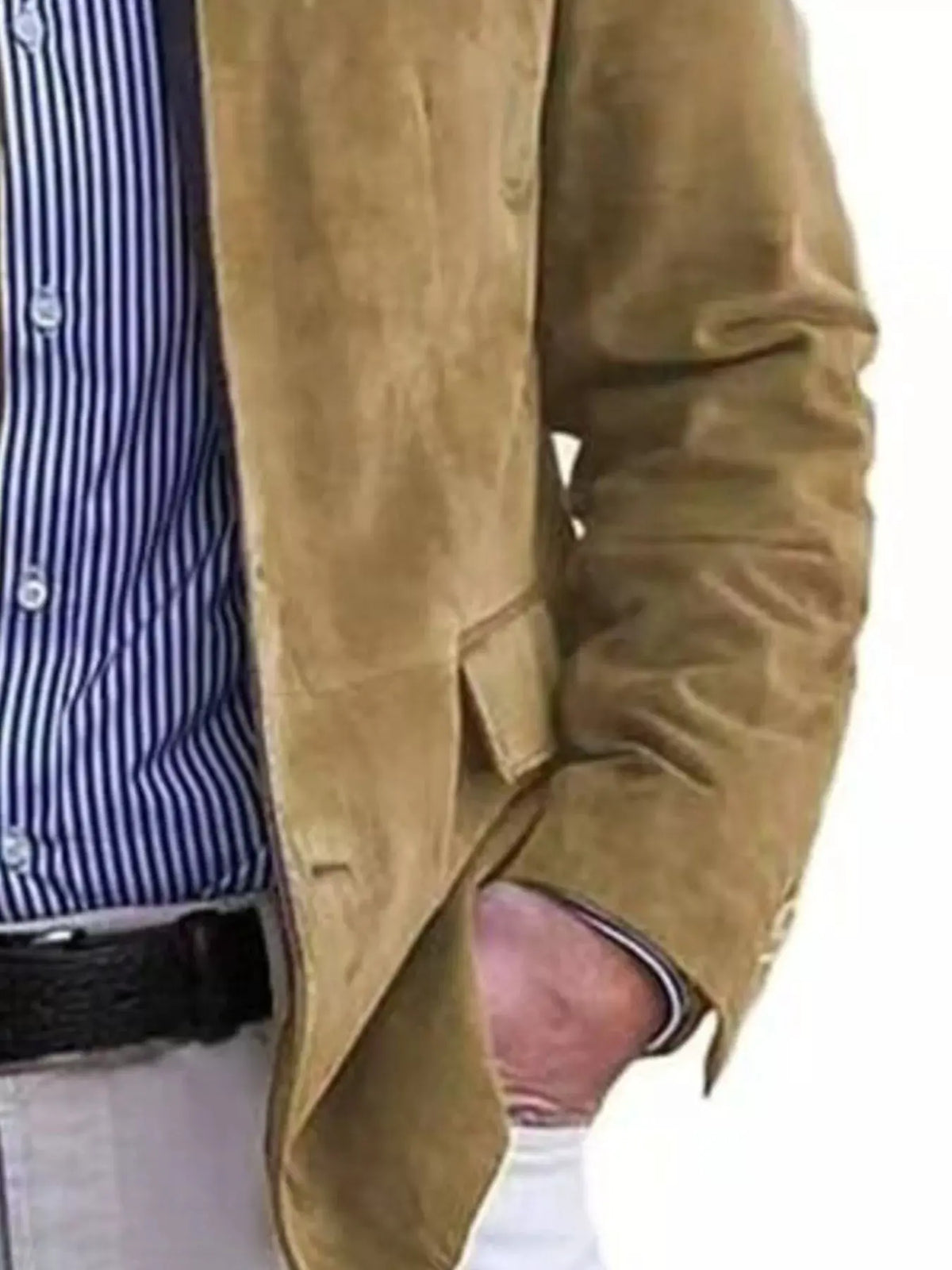 Men's Full Size Button Up Long Sleeve Blazer Plus Size by Trendsi