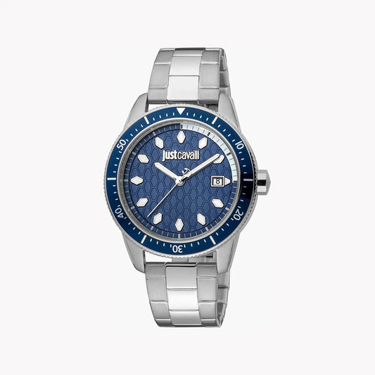Just Cavalli Men's Silver Watch, Blue Dial | Jc1g179m0075 by JUST CAVALLI