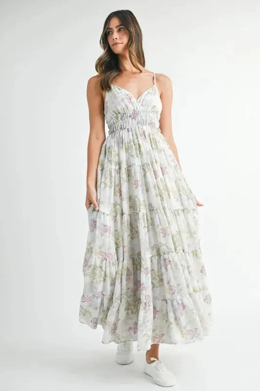 MABLE Floral Print Tiered Cami Maxi Dress by MABLE