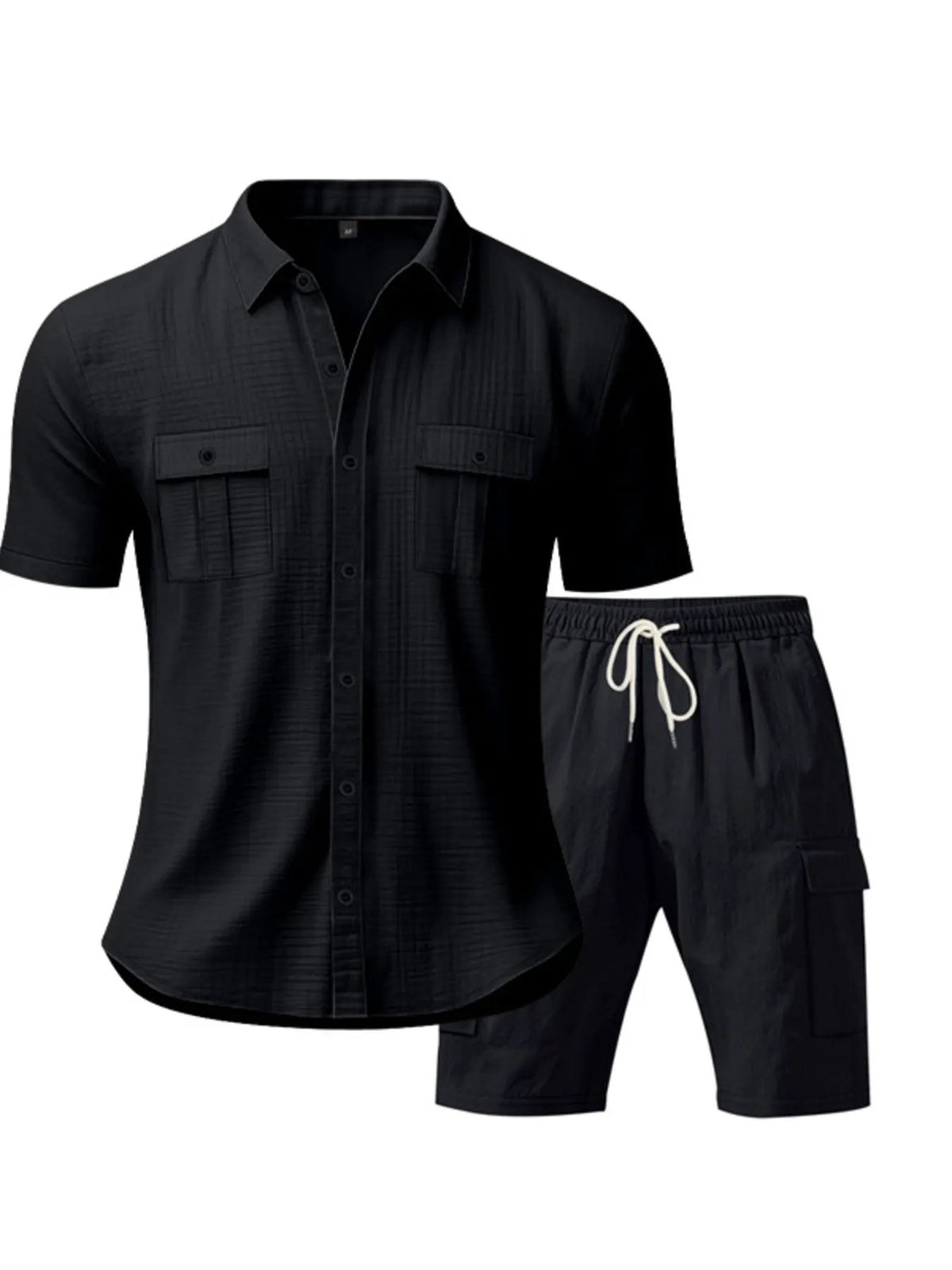 Men's Full Size Button Up Shirt and Shorts Set Plus Size by Trendsi