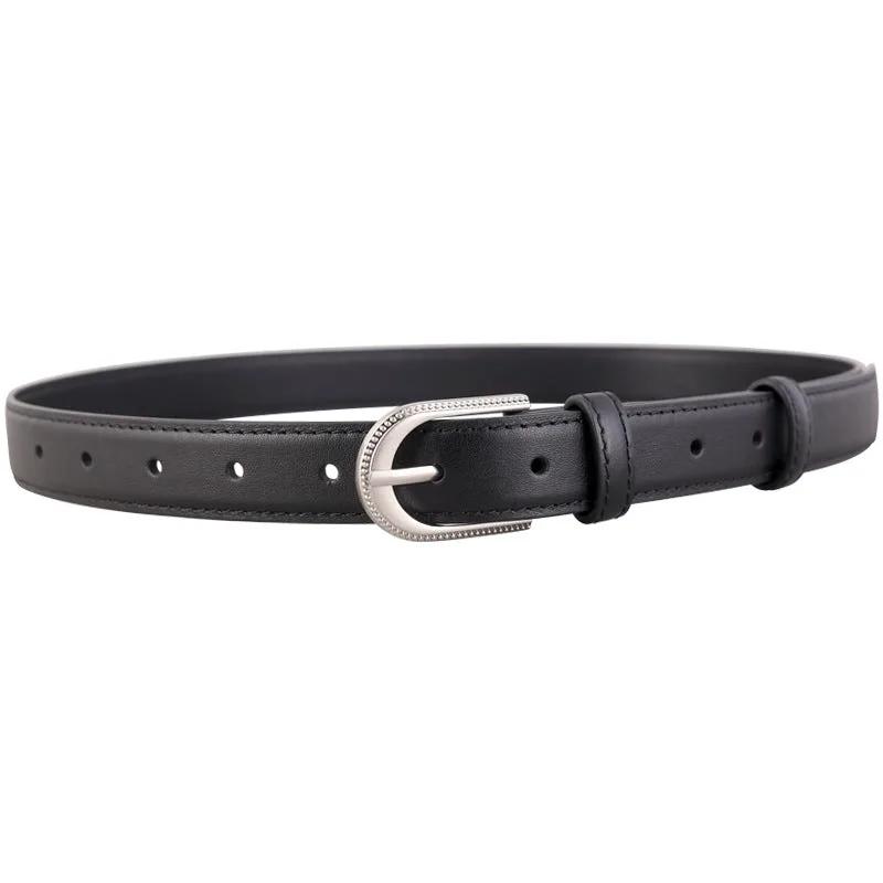 Leather Belt with Rhinestone Buckle by Trendsi