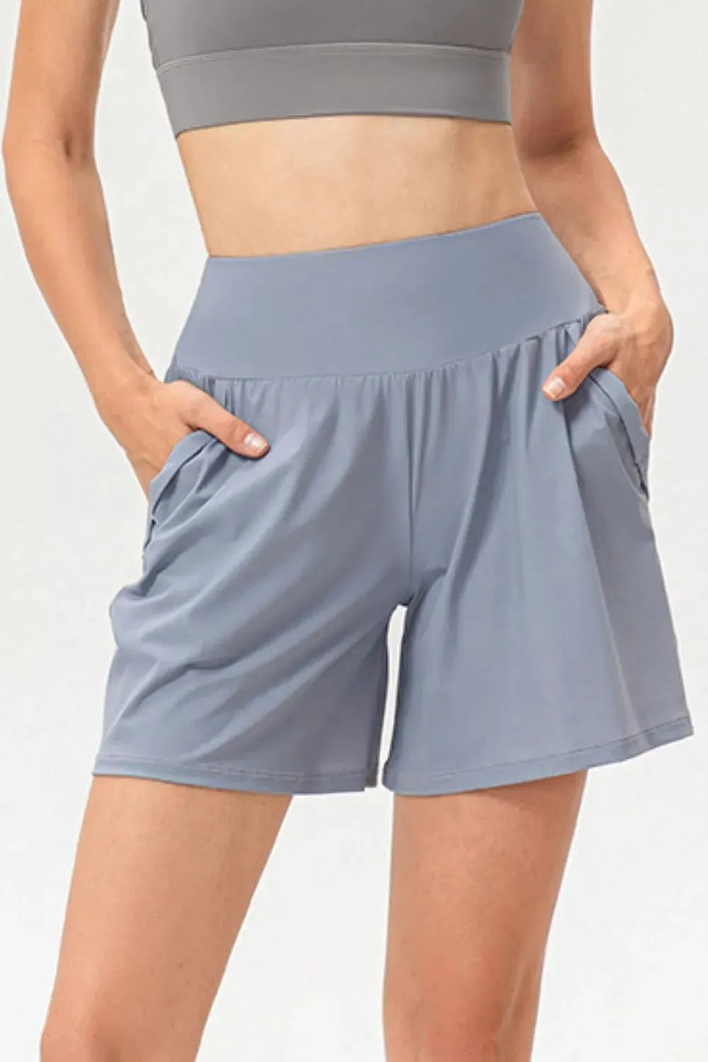 Pocketed Elastic Waist Active Shorts by Partner Label