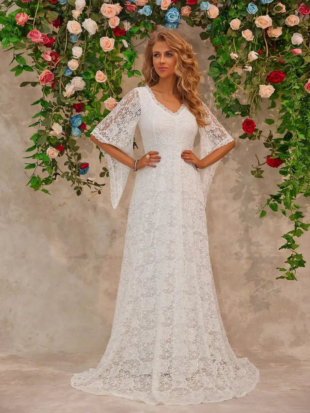 Lace V-Neck Floor length Dress by Partner Label
