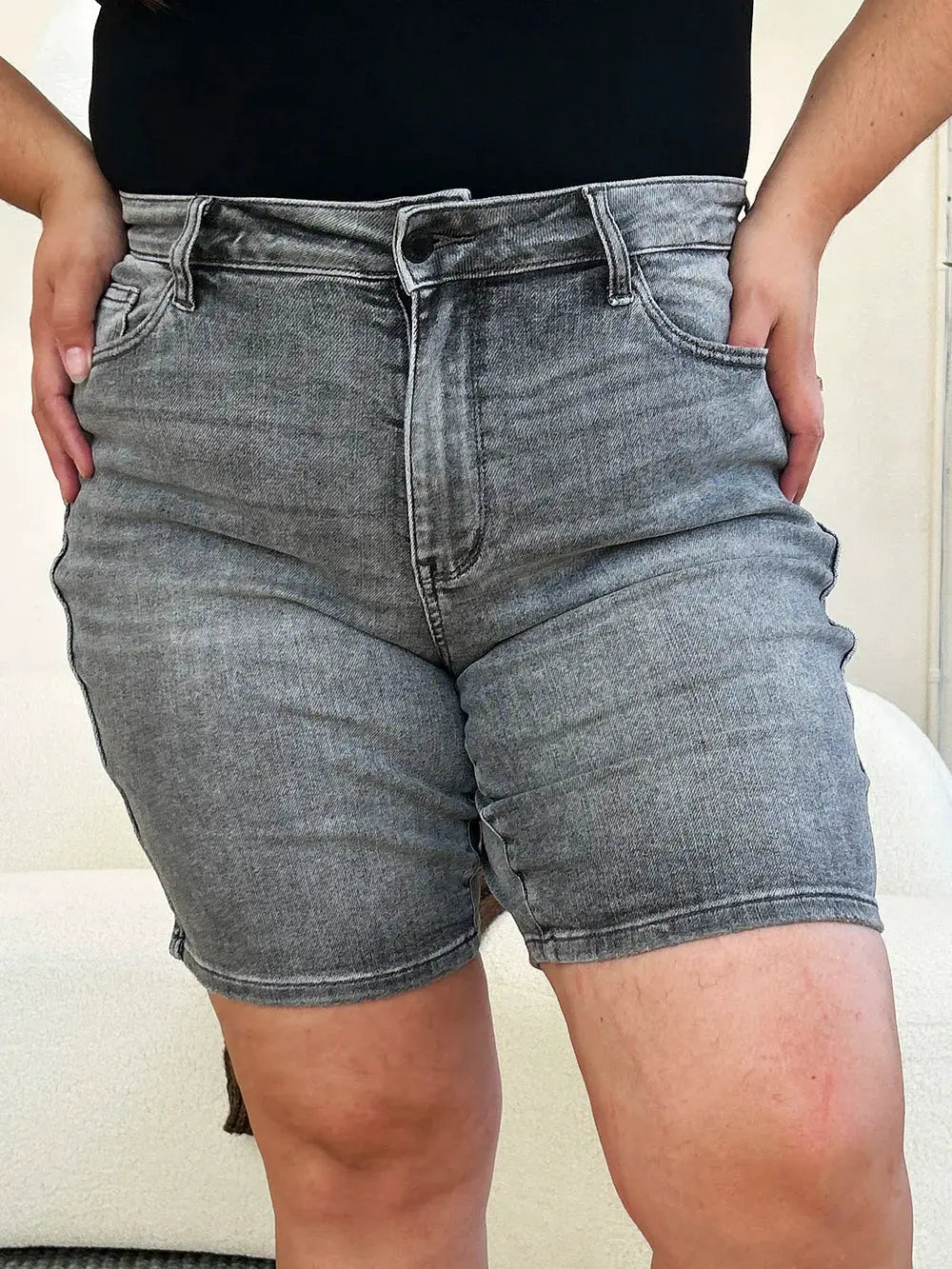 Judy Blue Full Size High Waist Washed Denim Shorts by Judy Blue