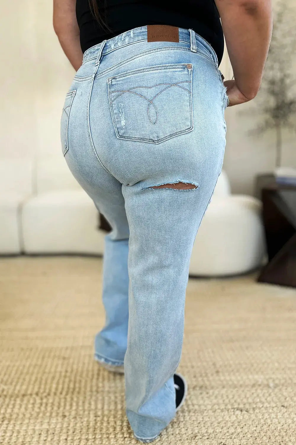 Judy Blue Full Size High Waist Distressed Straight Jeans by Judy Blue