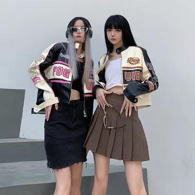 Short PU Leather Motorcycle Suit Women's Jacket Racing Suit Coat by Maiden-Art