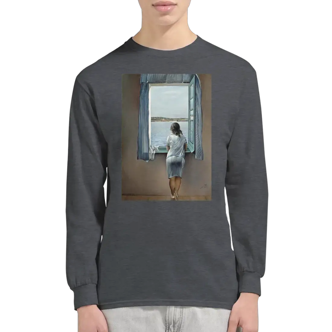 Dali - Young Woman at a Window Artwork Long Sleeve Shirt by Art-O-Rama Shop