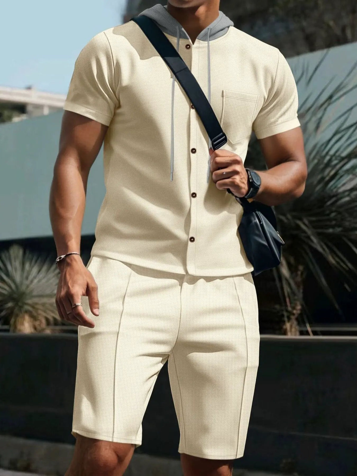 Men's Full Size Casual Hooded Top & Shorts Set Plus Size by Trendsi