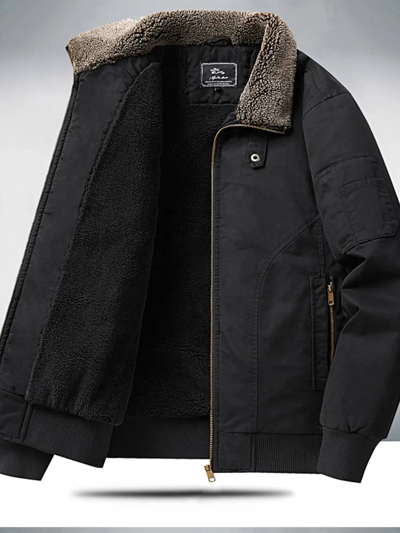 Men's Plus Size Sherpa Lined Zip Up Jacket by Partner Label