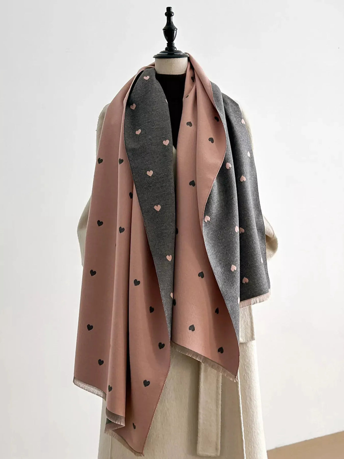Heart Raw Hem Scarf by Partner Label