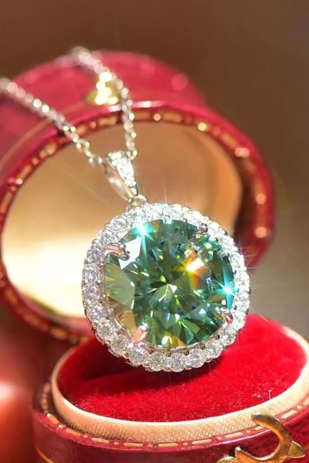 10 Carat Moissanite Pendant Platinum-Plated Necklace by Partner Labels