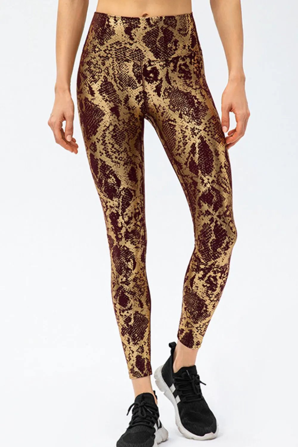 Animal Print Slim Fit Wide Waistband Long Sports Pants by Partner Label
