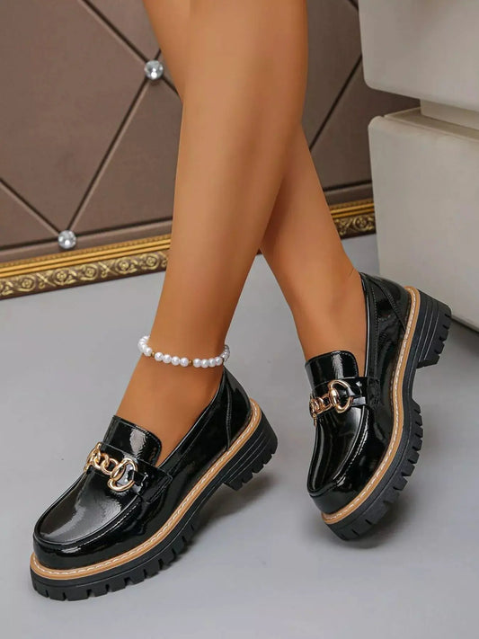 Round Toe Platform Loafers by Partner Label
