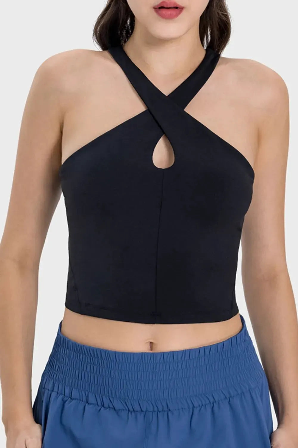 Millennia Crisscross Grecian Neck Active Cami by Millennia