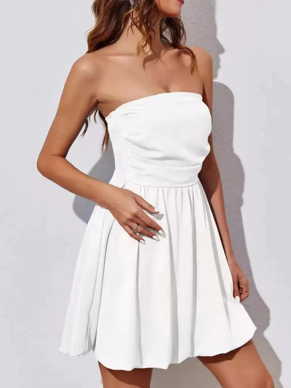 Ruched Tube Mini Dress by Partner Label