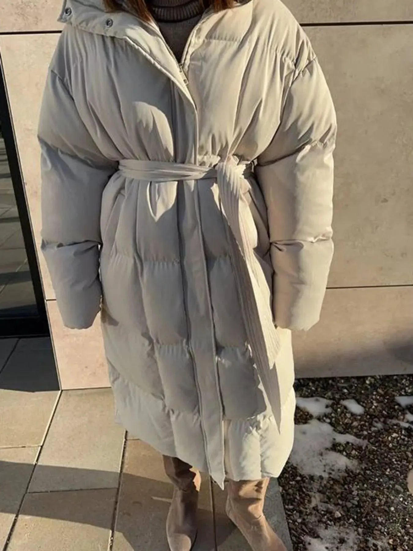 Longline Padded Winter Coat with Belted Waist | Partner Labels Selection by Partner Label