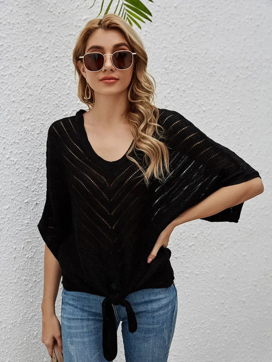 Openwork Batwing Sleeve Cover-Up by Partner Labels