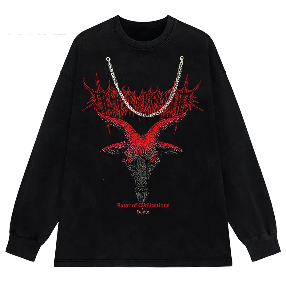 Hip Hop Punk Sheep Head T-Shirt Men Women Harajuku Loose Y2K Streetwear Cotton by Vimost Shop