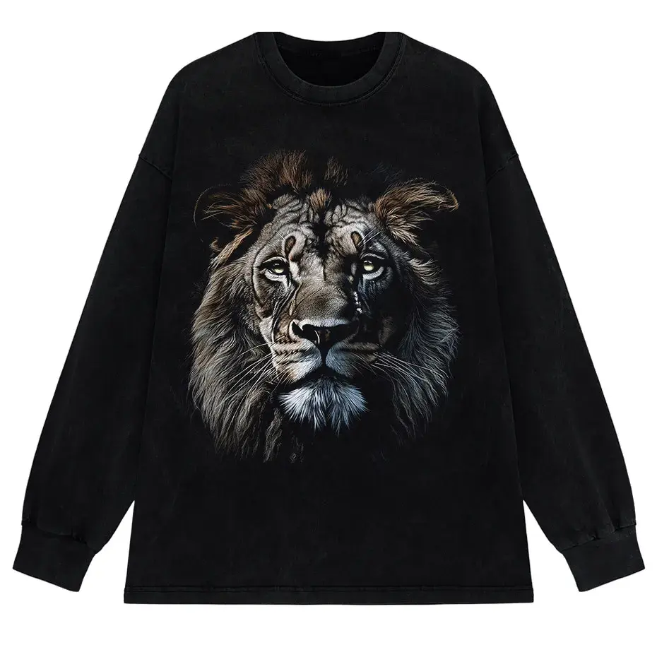Hip Hop Men's T-Shirt With Lion head Print casual Tshirt Unisex Tops Tee by Vimost Shop