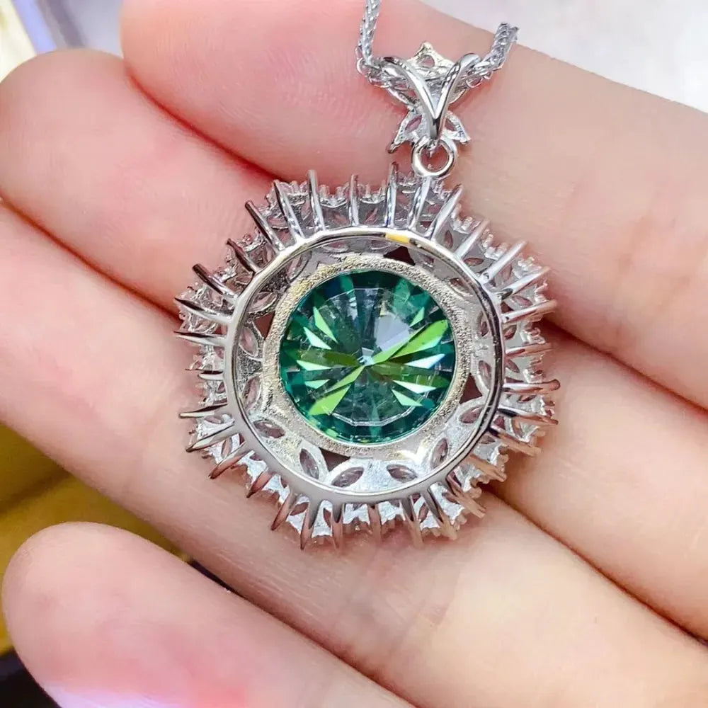 10 Carat Moissanite 925 Sterling Silver Pendant Necklace by Partner Labels