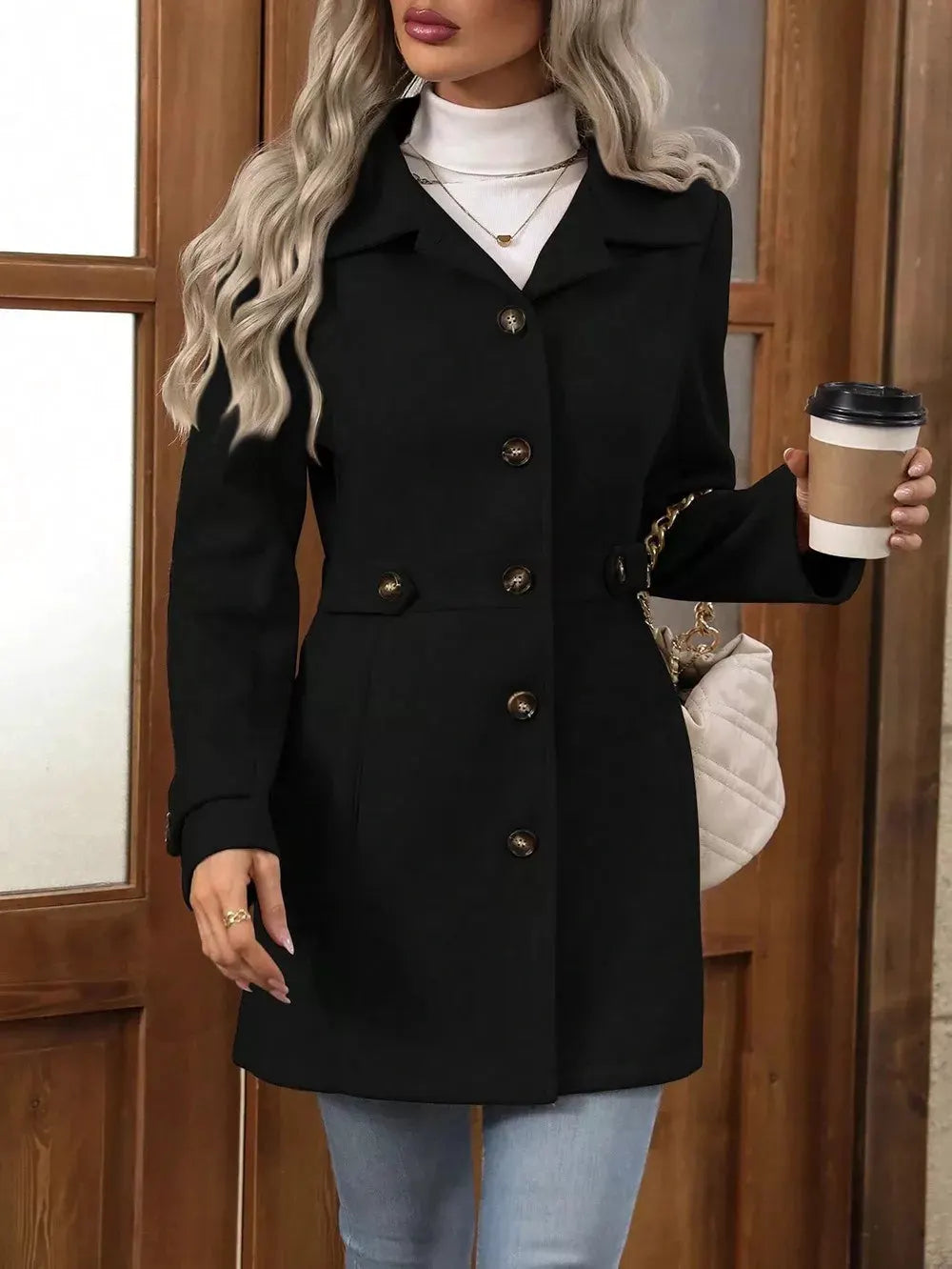 Collared Neck Button Up Coat | Partner Labels Selection by Partner Label