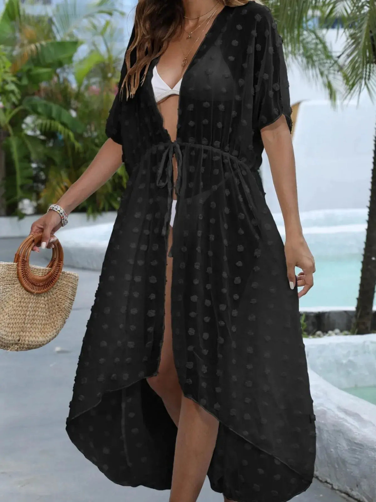 Swiss Dot Sheer Beach Cover Up Maxi Dress by Partner Label