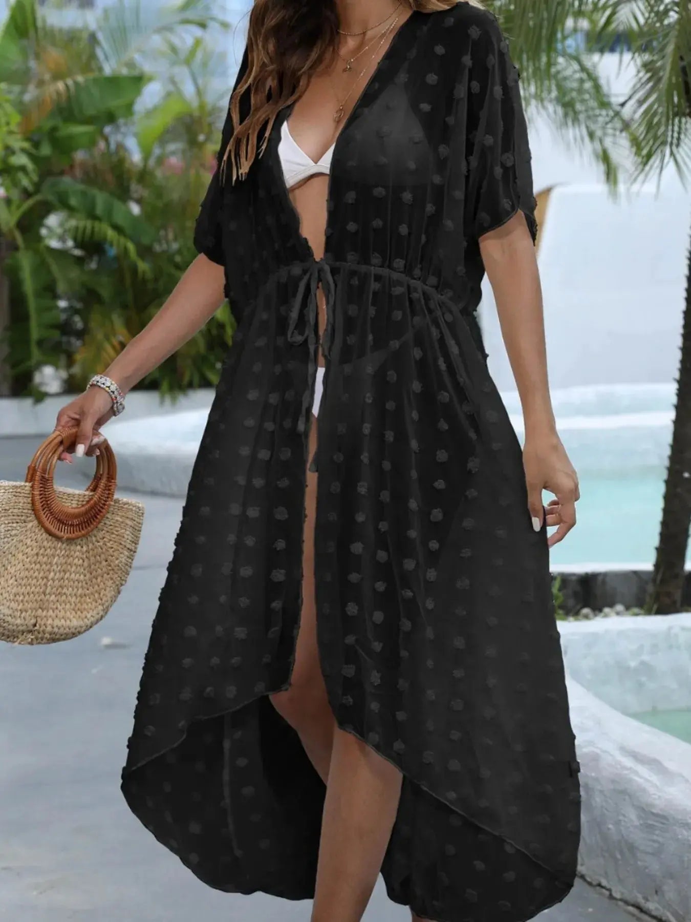 Swiss Dot Sheer Beach Cover Up Maxi Dress by Partner Label