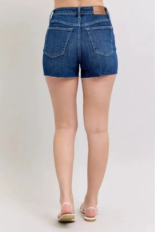 Judy Blue Full Size High Waist Criss-Cross Waistband Denim Shorts Plus Size by Judy Blue