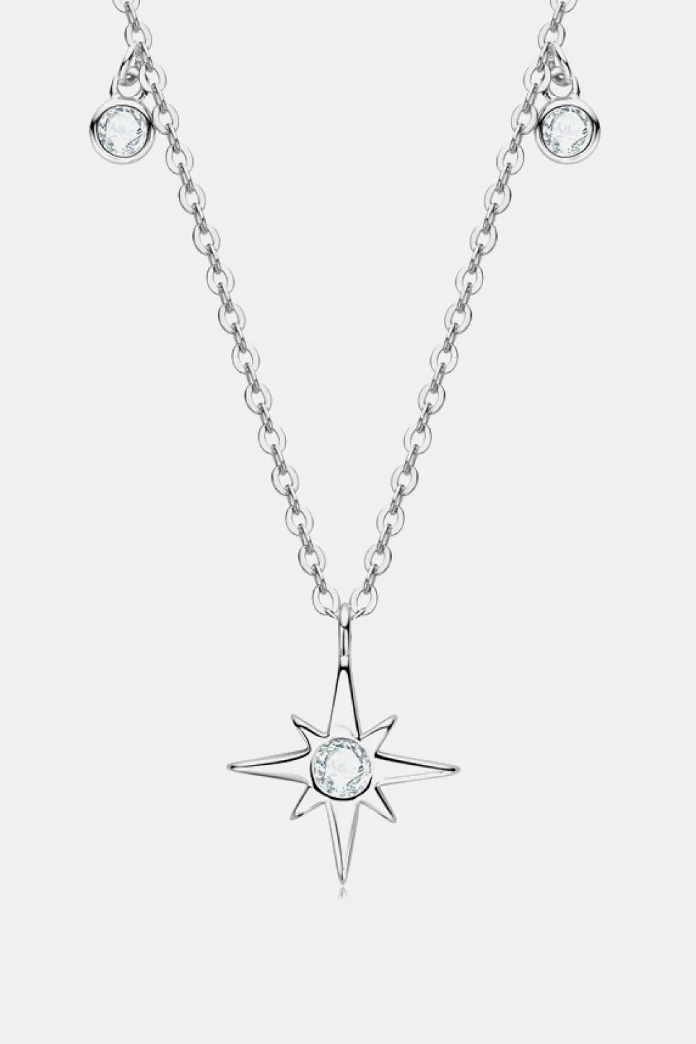 Moissanite North Star Pendant 925 Sterling Silver Necklace by Partner Label