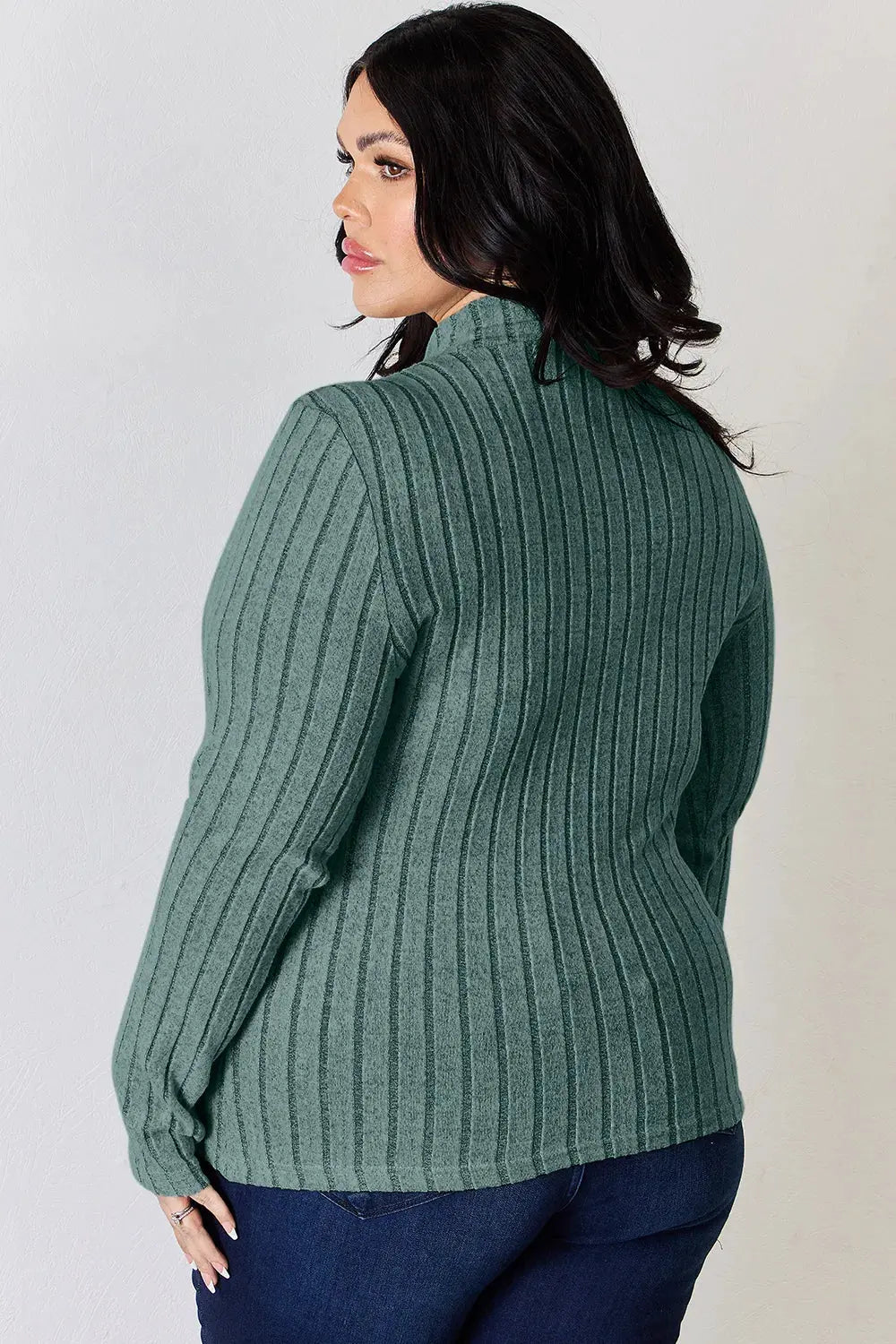 Basic Bae Full Size Ribbed Mock Neck Long Sleeve T-Shirt by Basic Bae