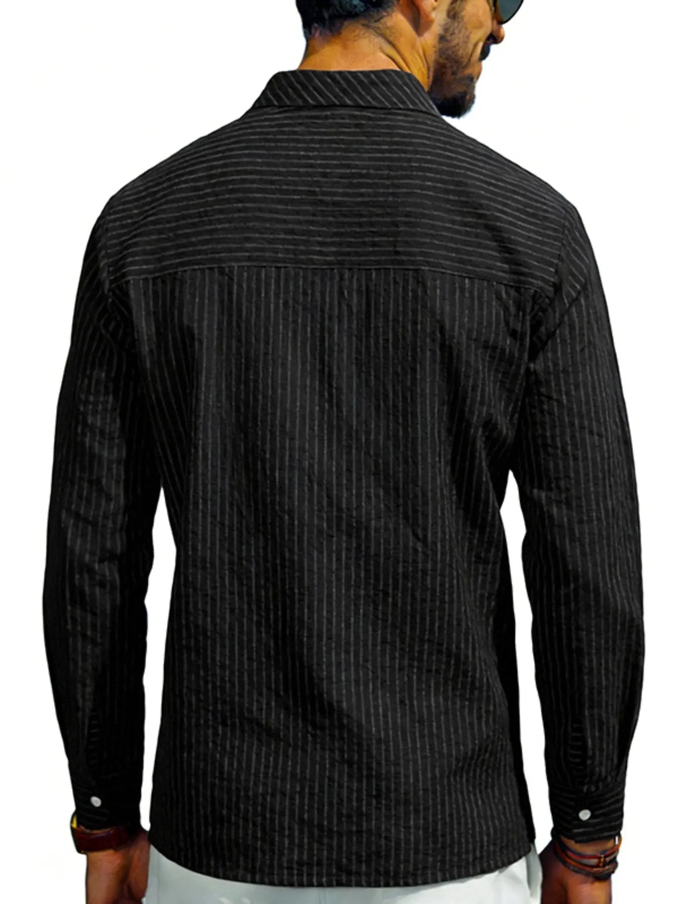 Men's Full Size Striped Long Sleeve Shirt Plus Size by Trendsi