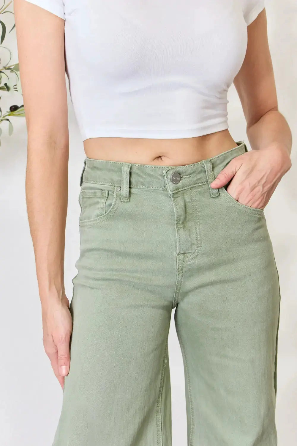 RISEN Full Size Raw Hem Wide-Leg Jeans by RISEN