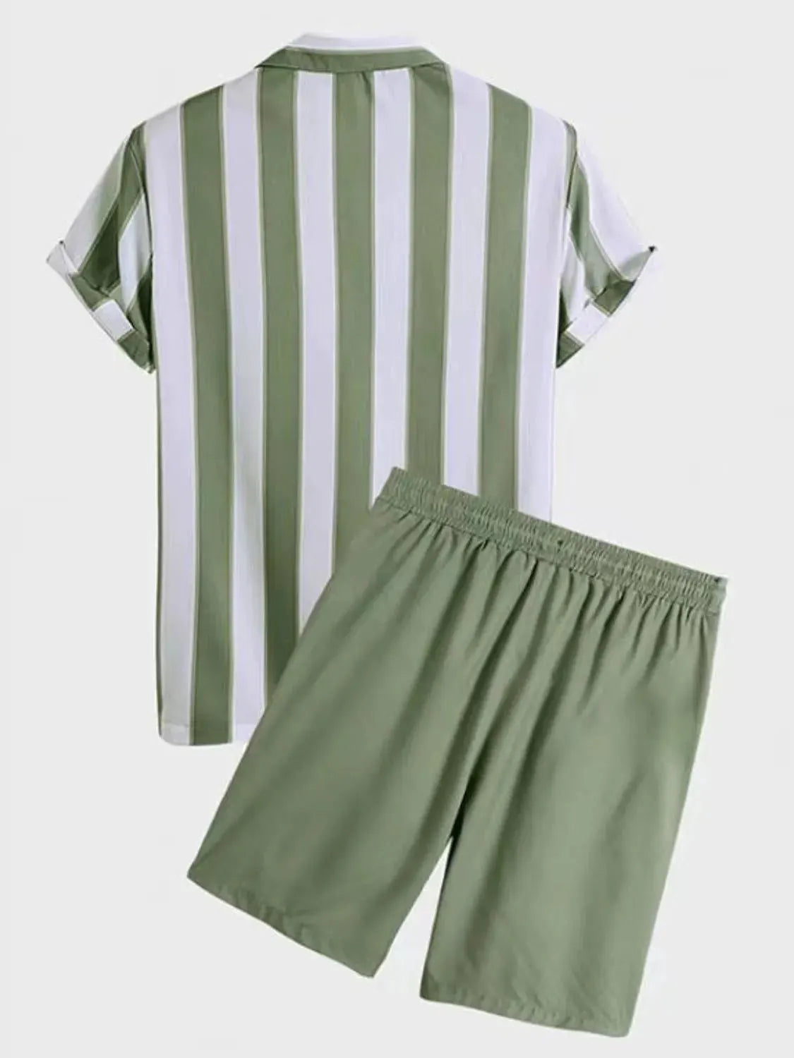 Men's Full Size Striped Casual Shirt and Shorts Set Plus Size by Trendsi