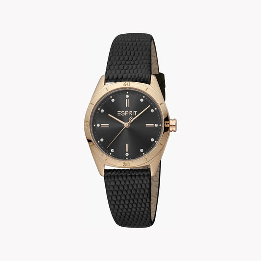 Esprit Women's Black Leather Watch, Black Dial | Es1l128m0075 by ESPRIT